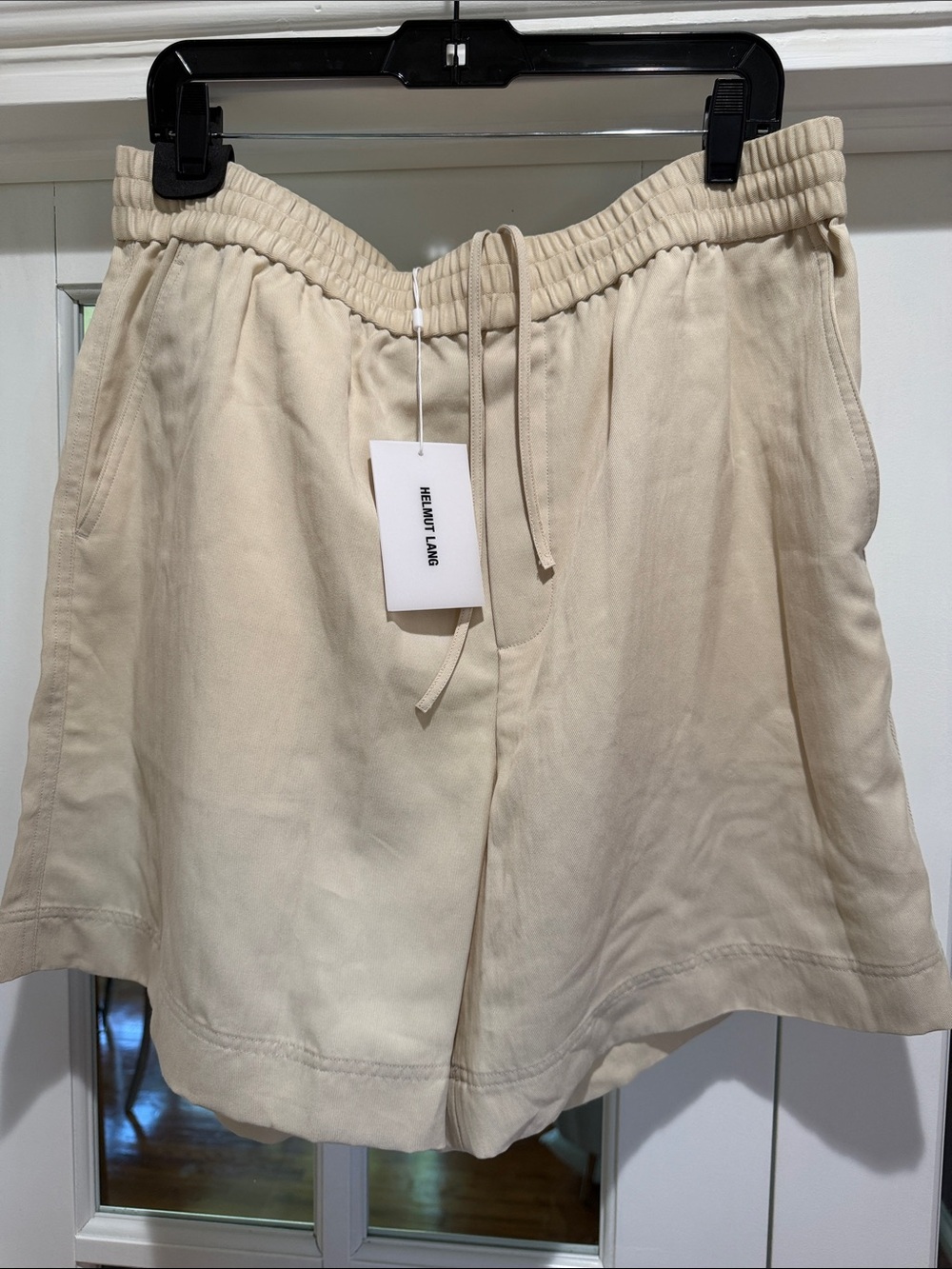 Helmut Lang Cream Drawstring Elastic-Waist  Men’s Shorts